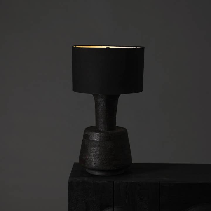 India Curated - Wholesale Accent/desk lamp - Handmade Artisanal Table Lamp with Wooden Base-16.5X16.5X29"1