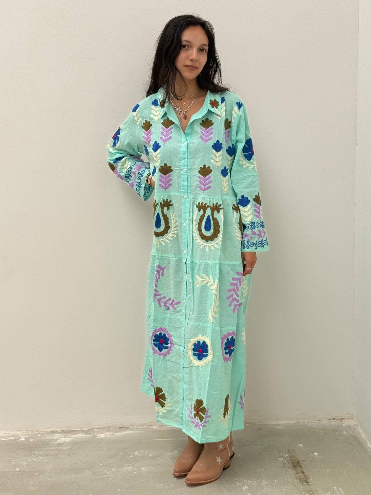 ToutVintage - Wholesale Dress - Women's - Borduurjurk lichtgroen10