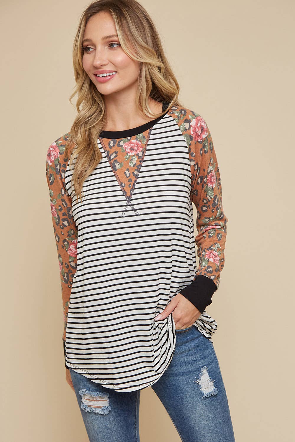 lovely melody – wholesale Tunika - Dam – LMT2704-i en blixt Leopard Raglan Top9