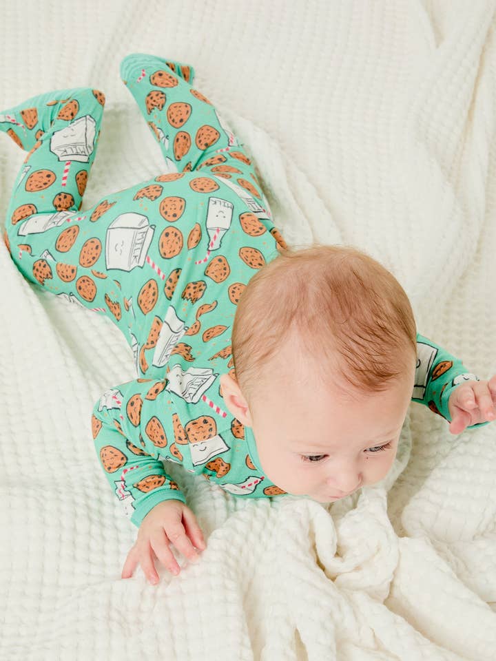 Soft & Stretchy Zipper Footie - Milk and Cookies for wholesale by Clover Baby & Kids