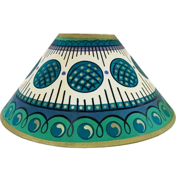 Hand-painted Circles & Stripes Lampshade - Green Gold for wholesale by Cressida Bell