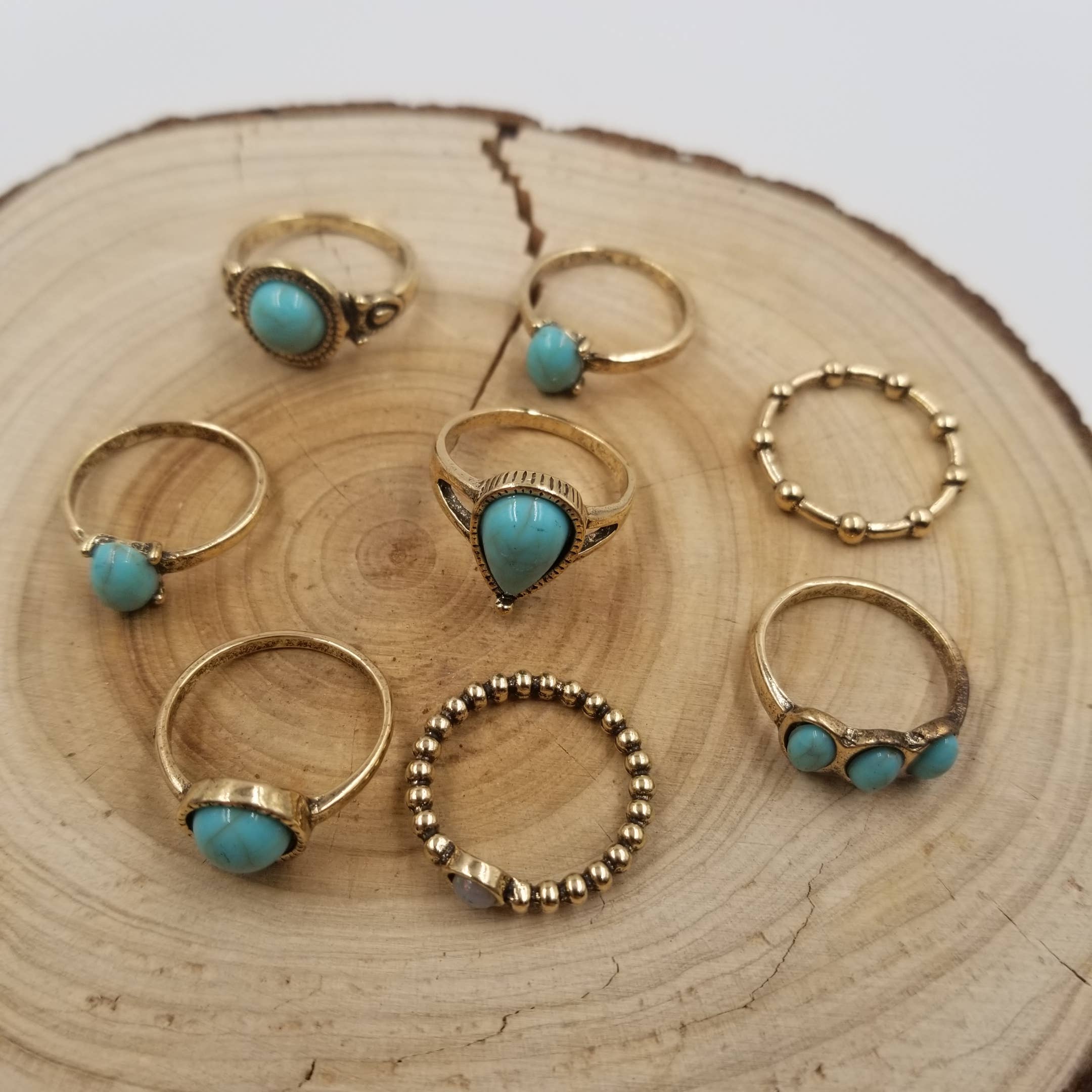 CHAKRA JEWELRY – wholesale Jewellery set – Vintage Turquoise Ring Set Of 80