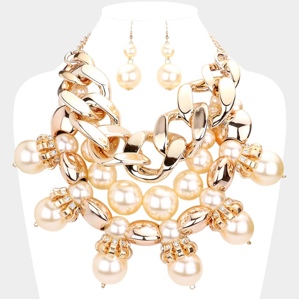 Sensibling Corp. - Wholesale Halskettingen - Chunky ketting met parel bib-halsketting1