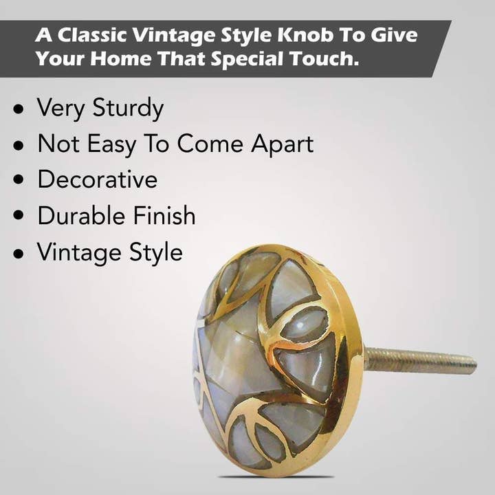 Perilla Home – wholesale Knob/pull – Set of Six Brass Mother Of Pearl Knobs6