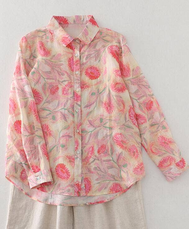 Whisper Mint - Wholesale Button Down Shirt - Women's - Cotton Shirt for Women | French Printed Floral Blouse| 4 pcs1