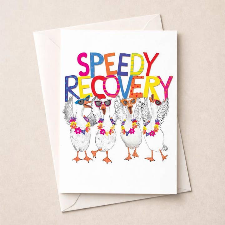 Large Get Well Soon Card - Fancy Geese for wholesale by Hammond Gower Publications Ltd