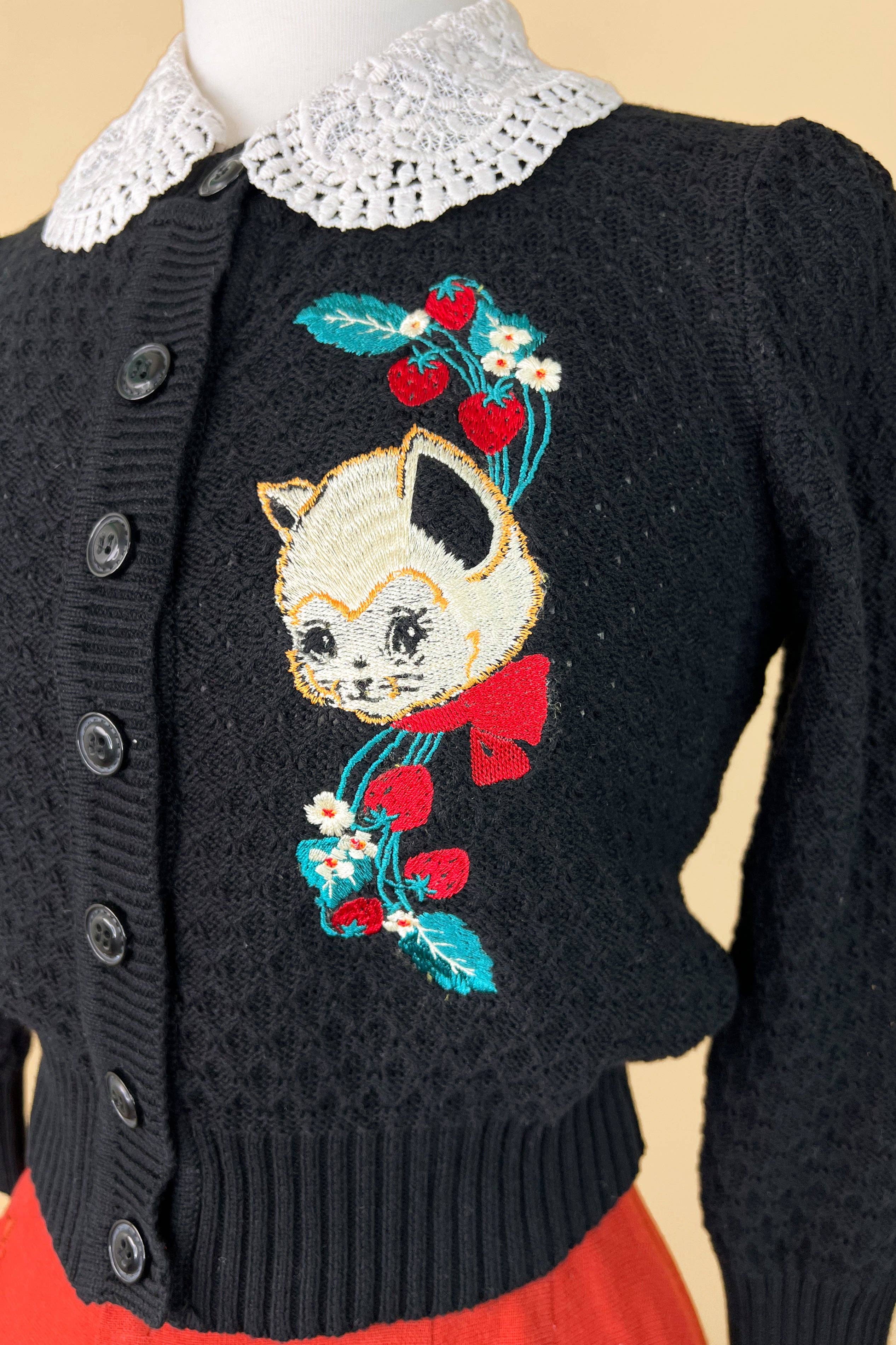 Mischief Made – wholesale Cardigan – Women’s – Strawberry Fields Forever Cropped Cardigan in Black5