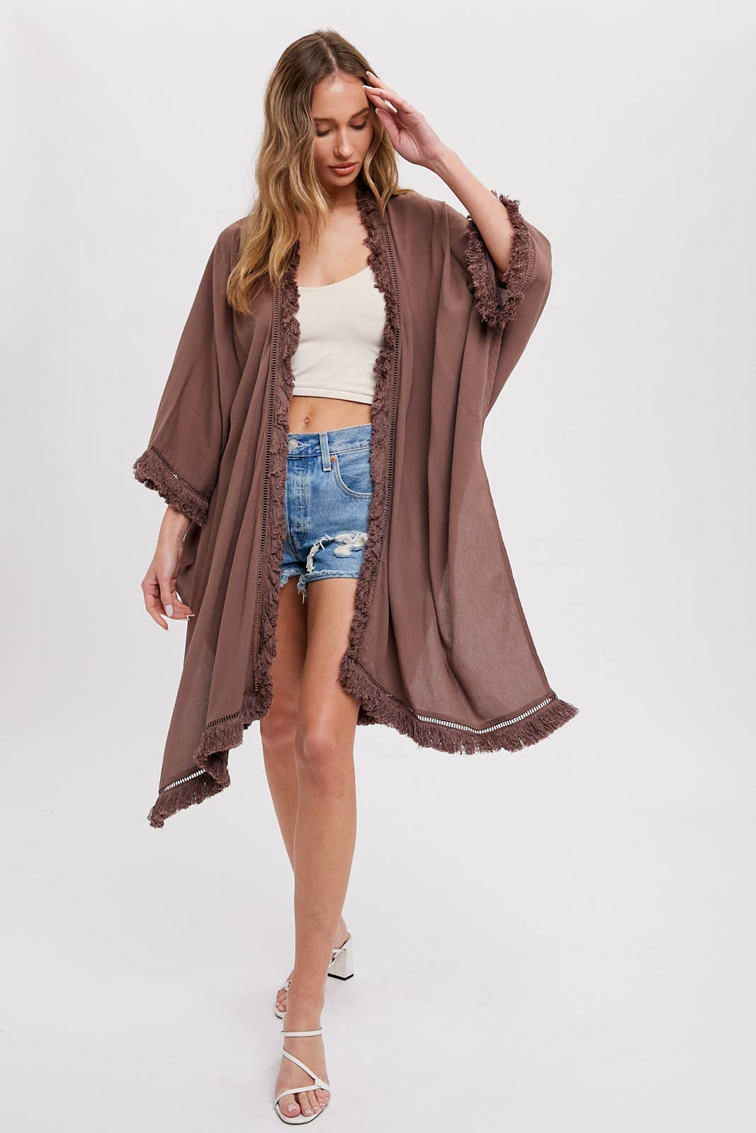 Bluivy - Vente Kimono – femme - kimono ample avec franges11