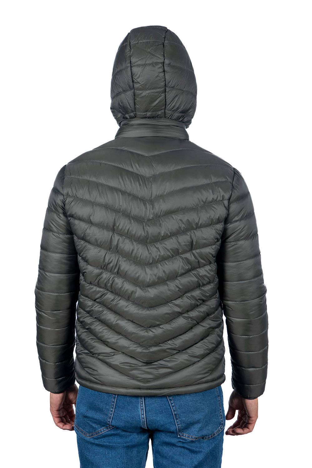 Zwart/marineblauw/olijfgroen Heren gewatteerde jas in doos met drie kleuren voor groothandel op Faire3