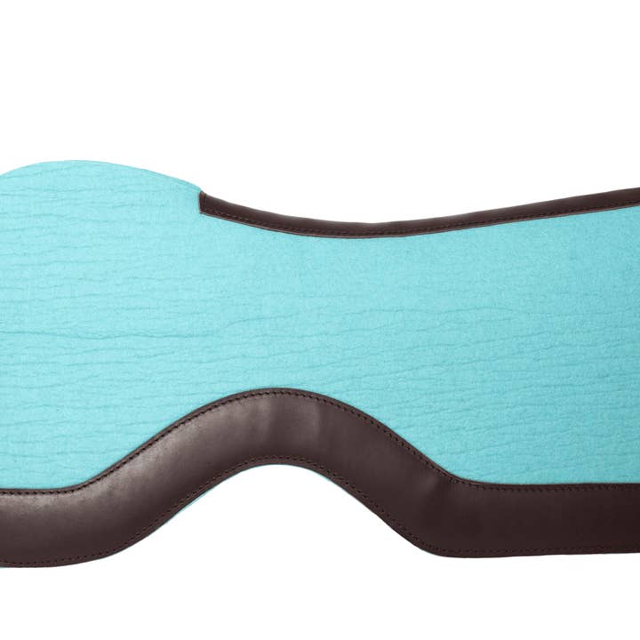 Tapis de selle western en feutre de laine turquoise avec cuir marron pour la vente par Pro Classic Global