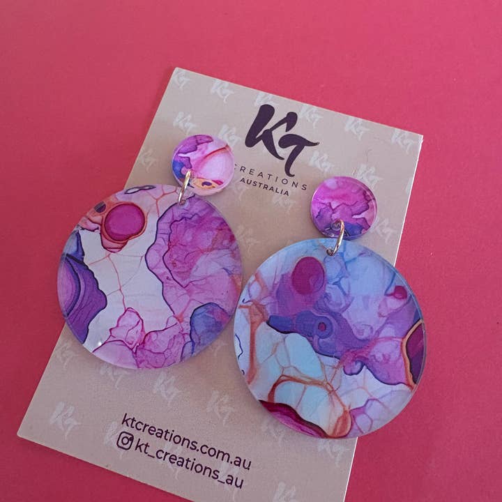 KT Creations Australia - Wholesale Dangle earrings - Alcohol ink inspired acrylic dangles1