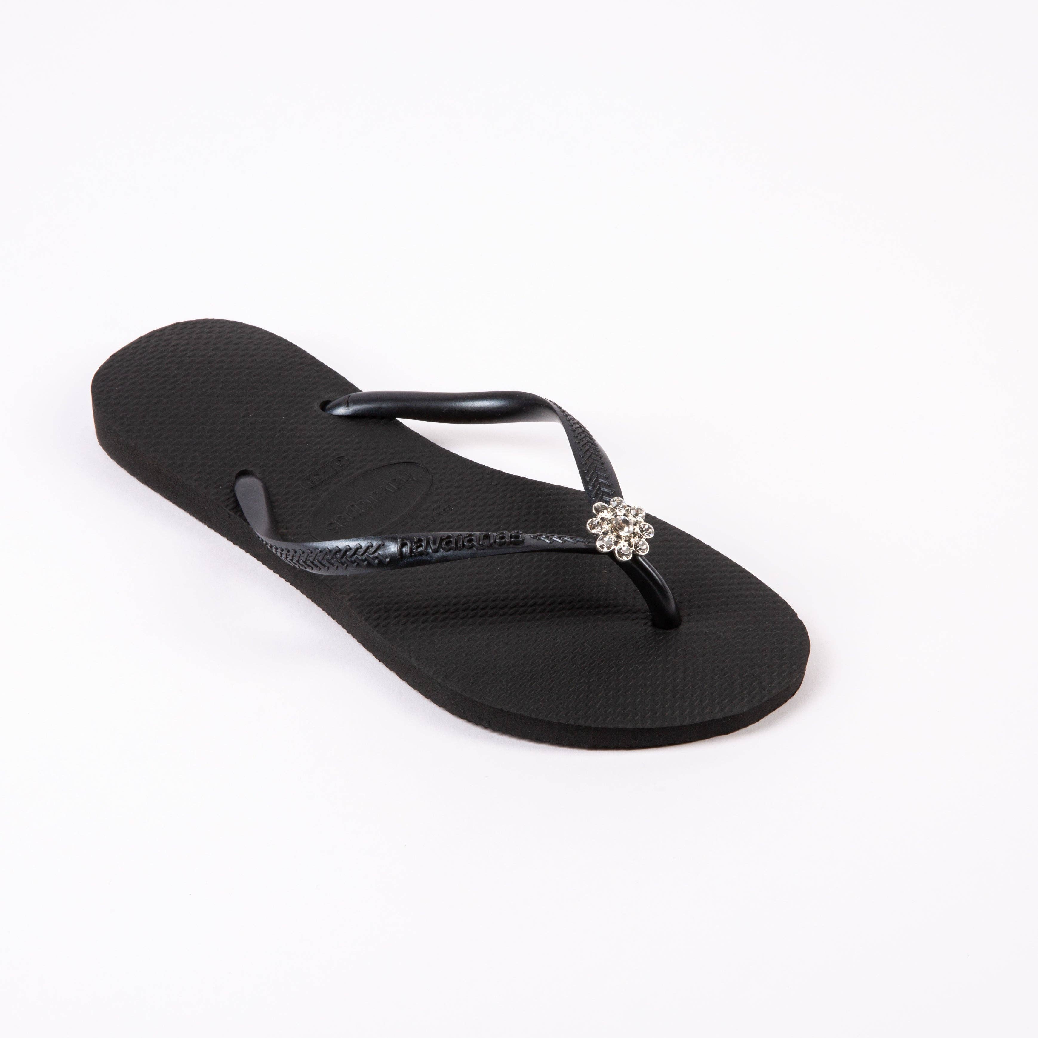 Dini’s Jeweled Flip Flops - Wholesale Flip Flops – Women’s - Skinny Crystal Clear Silver