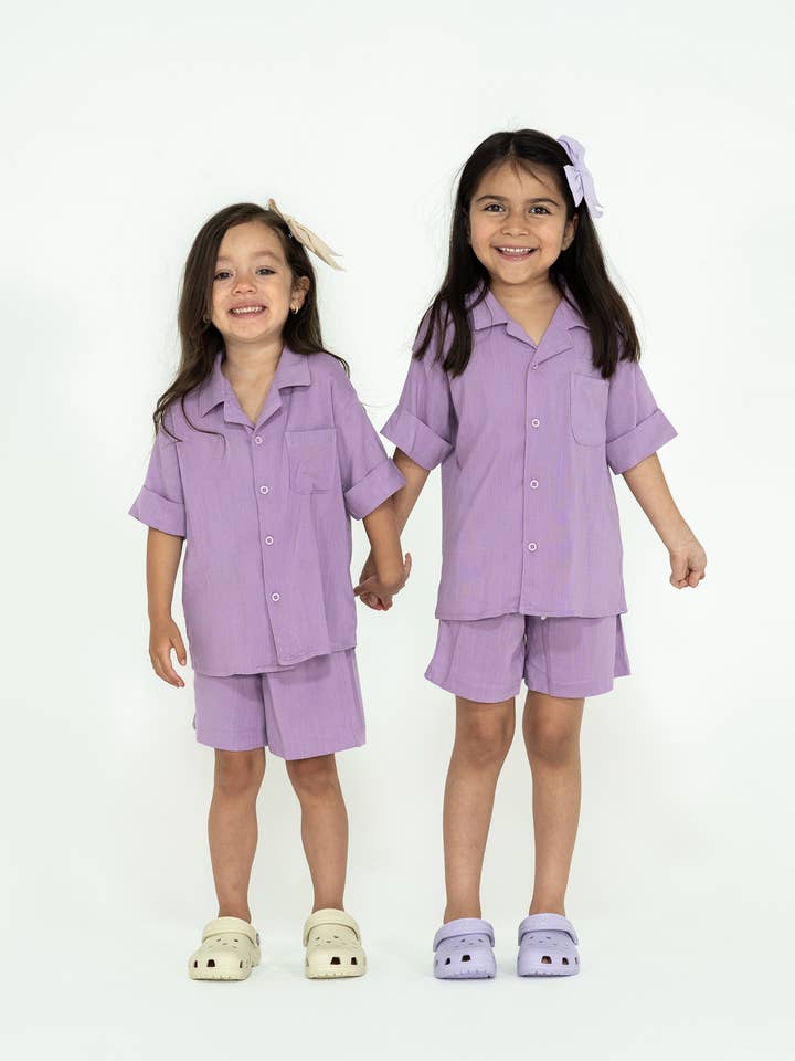 Cotton Linen Set in Ube for wholesale by Inti The Label