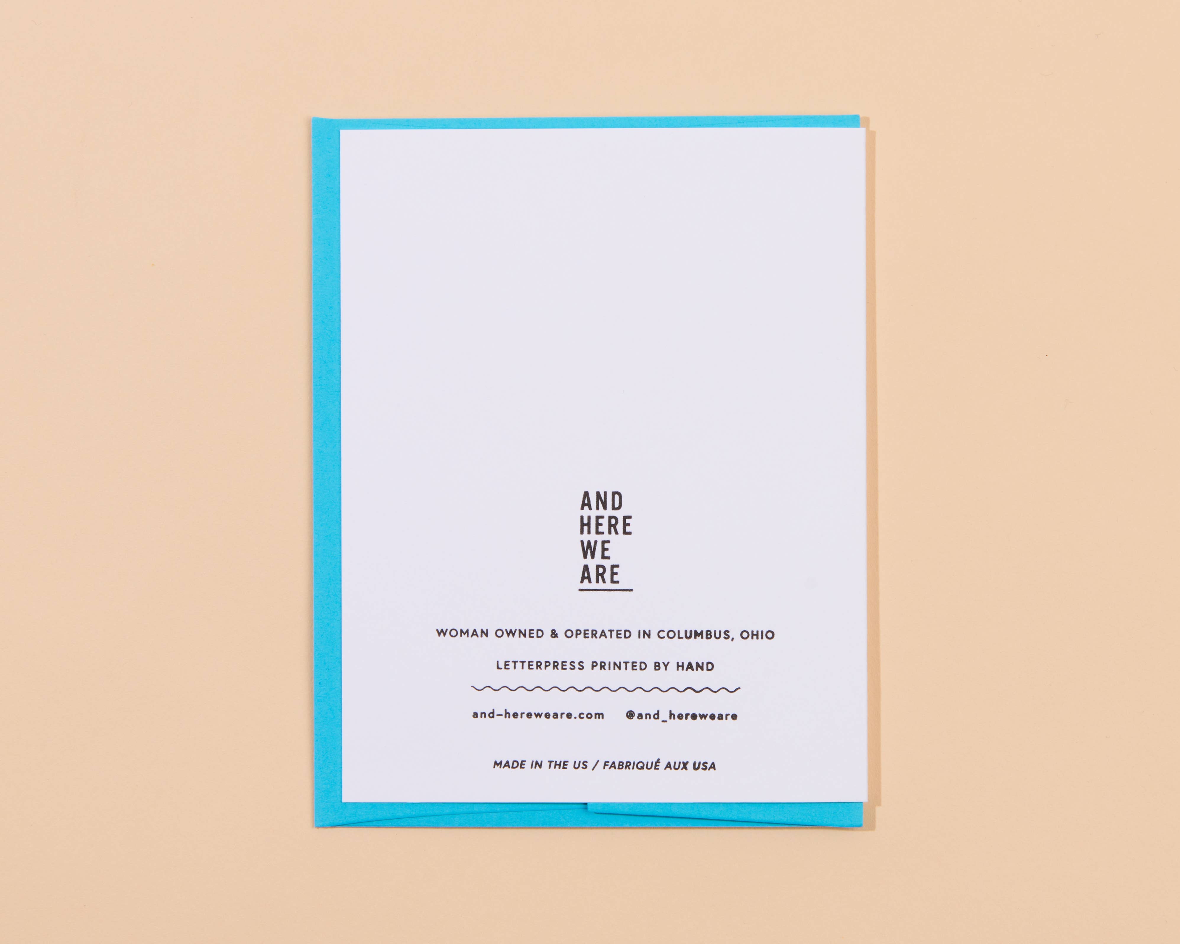 And Here We Are - Wholesale Thank You Card - Smiley Thanks Letterpress Greeting Card- Made in USA2