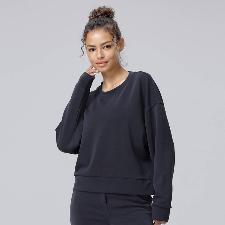 Sodalemon - Wholesale Sweatshirt - Women's - Women Cloud-Like Air Layer Soft Long Sleeve Yoga Sweatshirt