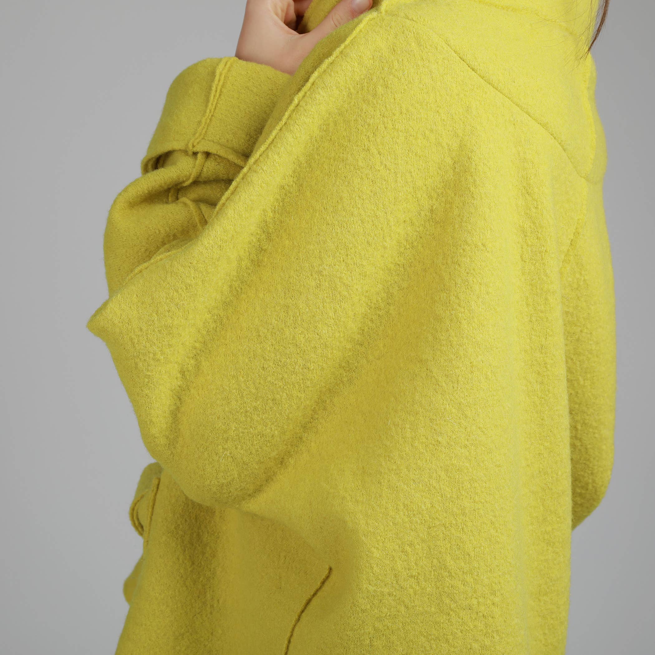 Knotium - Vente Manteau – femme - MAUD Manteau-Cardigan oversize en laine bouillie non doublée avec ceinture7