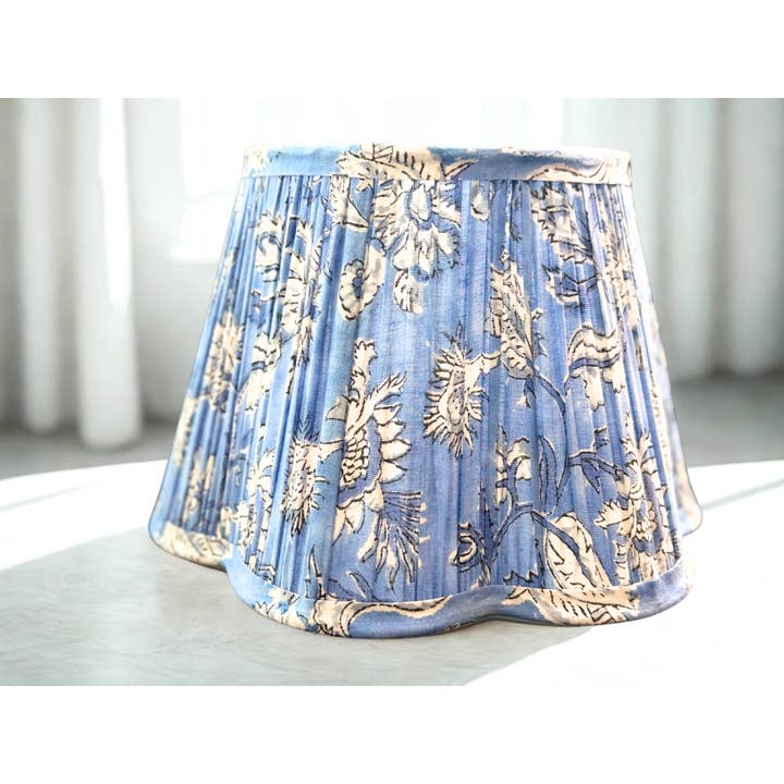 Handmade Floral Cotton Block Print Lampshade #3 for wholesale by TerraWeaveHome