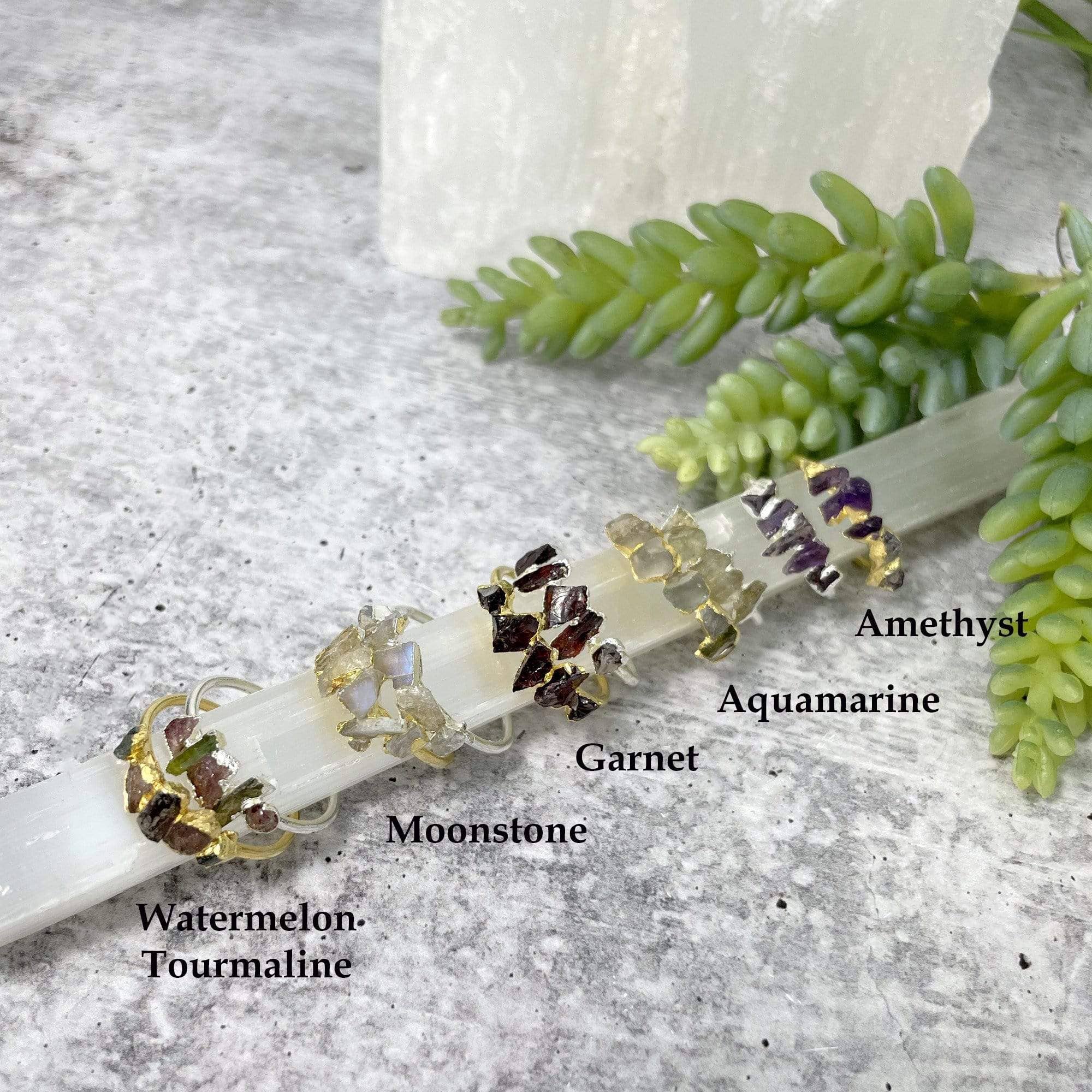 Rock Paradise – wholesale Single stone/solitaire ring – Crystal Raw Stone Ring in Gold or Sterling - Organic Shapes1