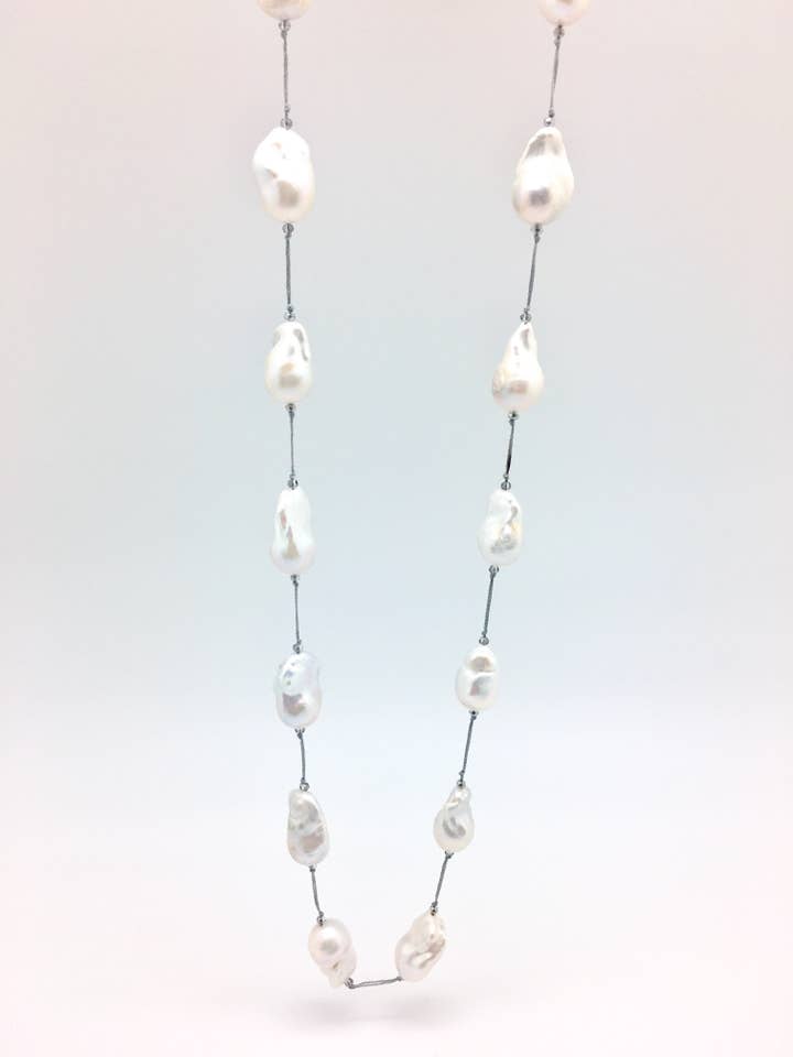 Elsa silk necklace, baroque pearls for wholesale by In2 design