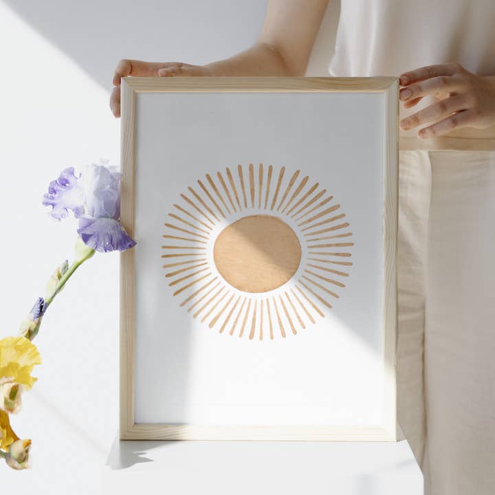 Sunburst Watercolor Nursery Print for wholesale by Jenny Lemoine Design