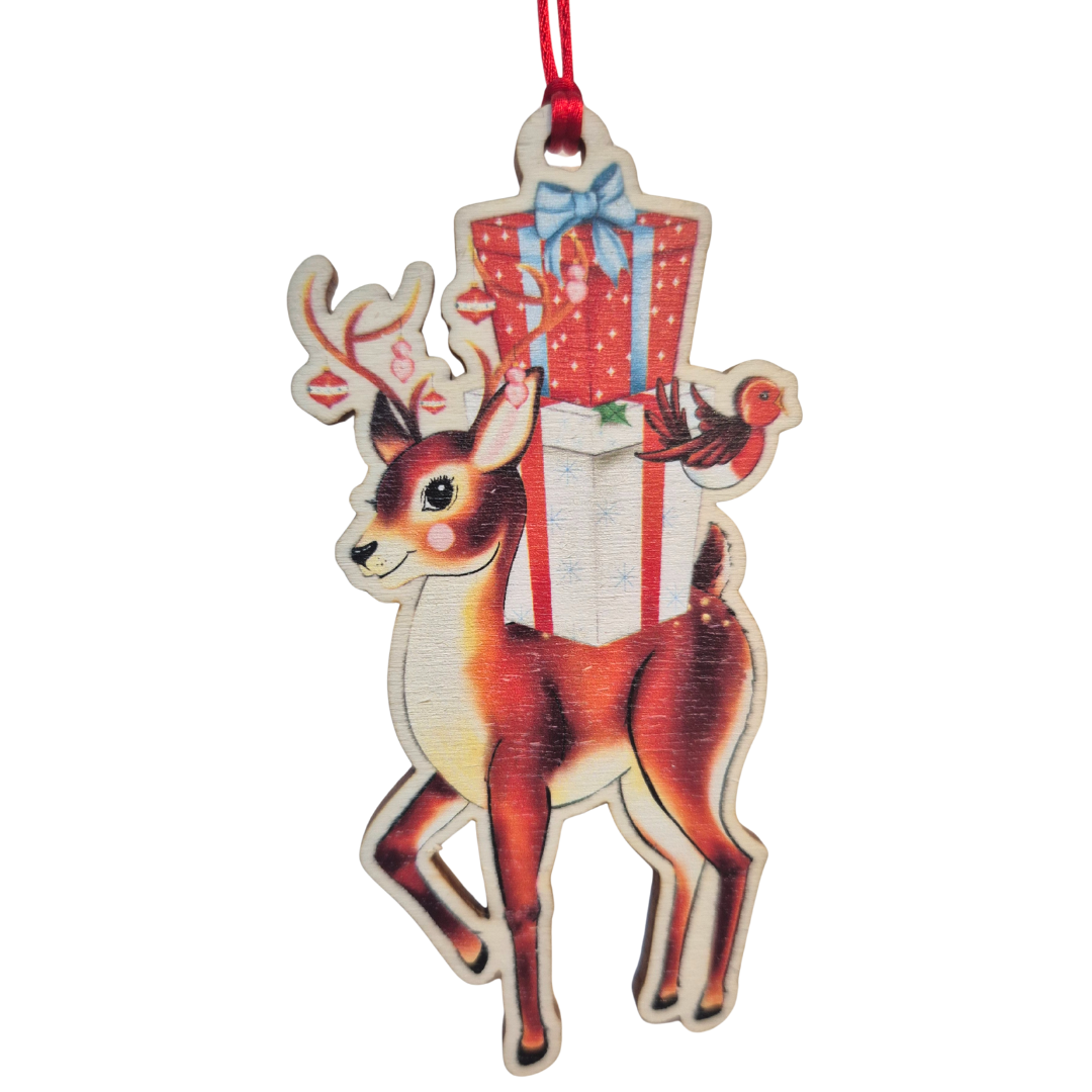 Fawn & Thistle Ltd (US Duties Paid) - Wholesale Christmas Decoration - Retro Reindeer Wooden Ornament | Eco-Friendly Holiday Charm2
