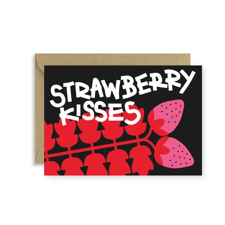 Strawberry Kisses Fun Card (Red) for wholesale by Frances Collett