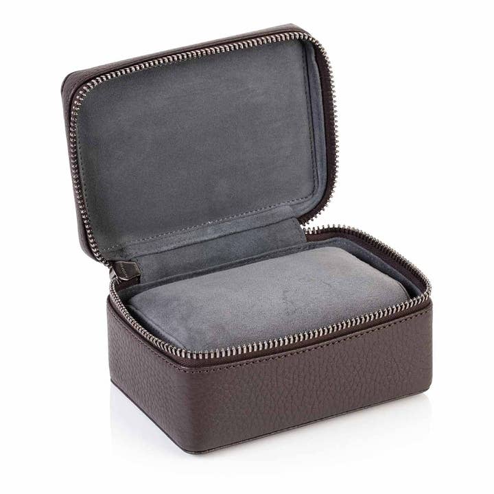 Cocoa Brown Richmond Leather Two Watch Box for wholesale by David Hampton