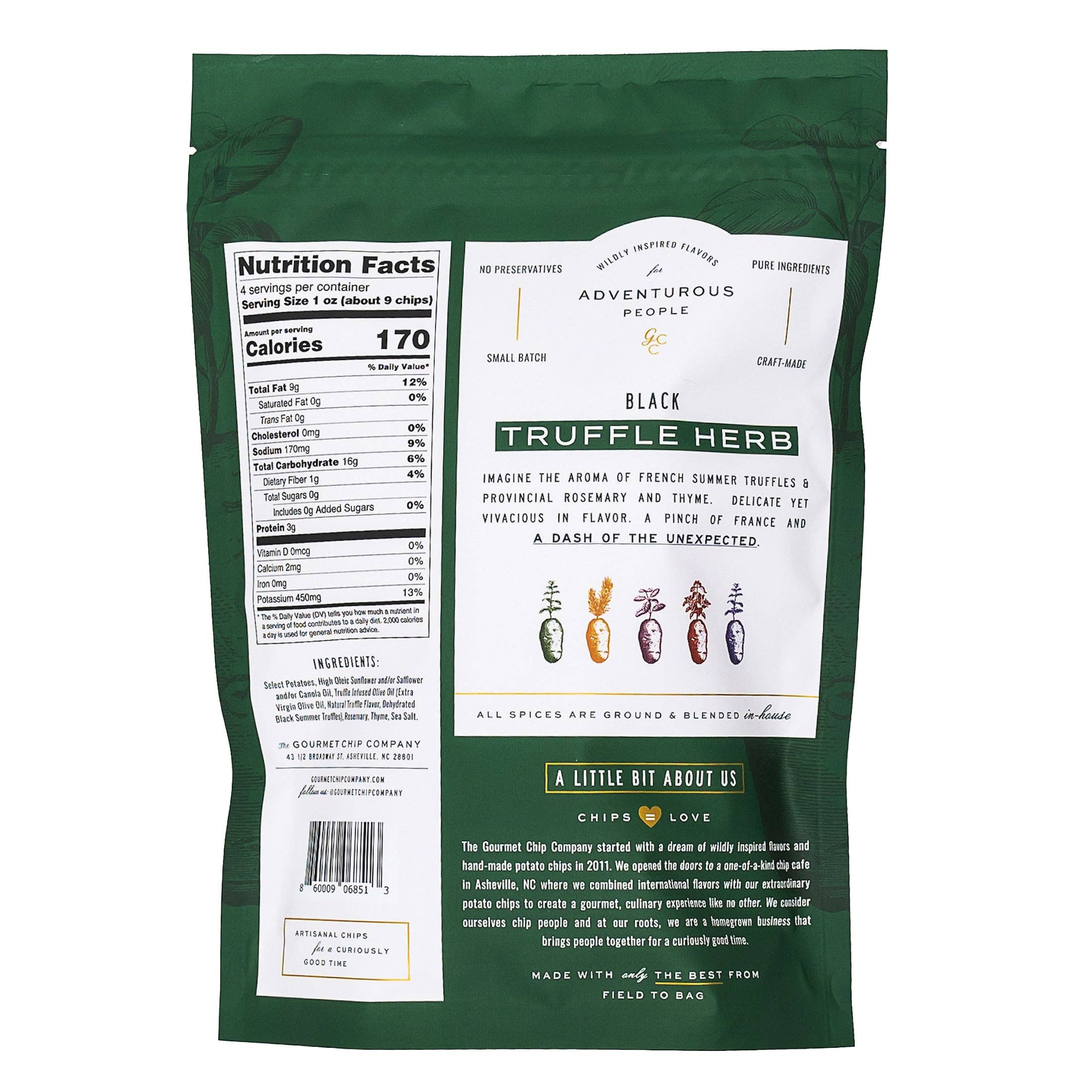 The Gourmet Chip Company - Wholesale Chips - Black Truffle Herb Thick Cut Potato Chips - Case of 123