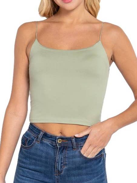 Elastic Strap Two Ply Dty Brushed Knit Cami Top for wholesale by Vanilla Monkey