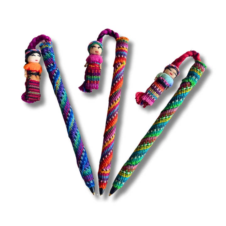 Poupée de souci Stylo Textile fait main - Guatemala pour la vente par Lumily