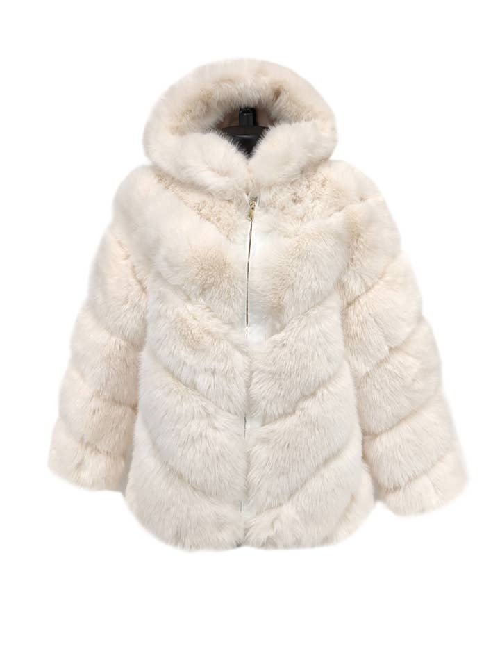 Florence Leather – wholesale Päls/fuskpäls - Dam – Eco pälsjacka med huva och dragkedja2