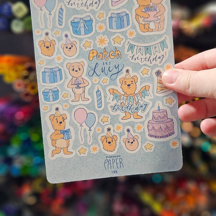 Folha Autocolante de Aniversário Patch e Lucy por atacado de Fireweed Paper Ink