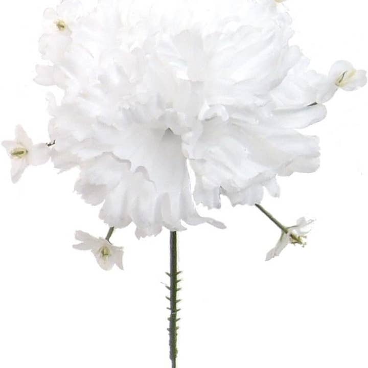 Larksilk - Wholesale Artificial Flowers - Box Of 100: White Carnation & Gypsophila Flower Picks 5-Inch0