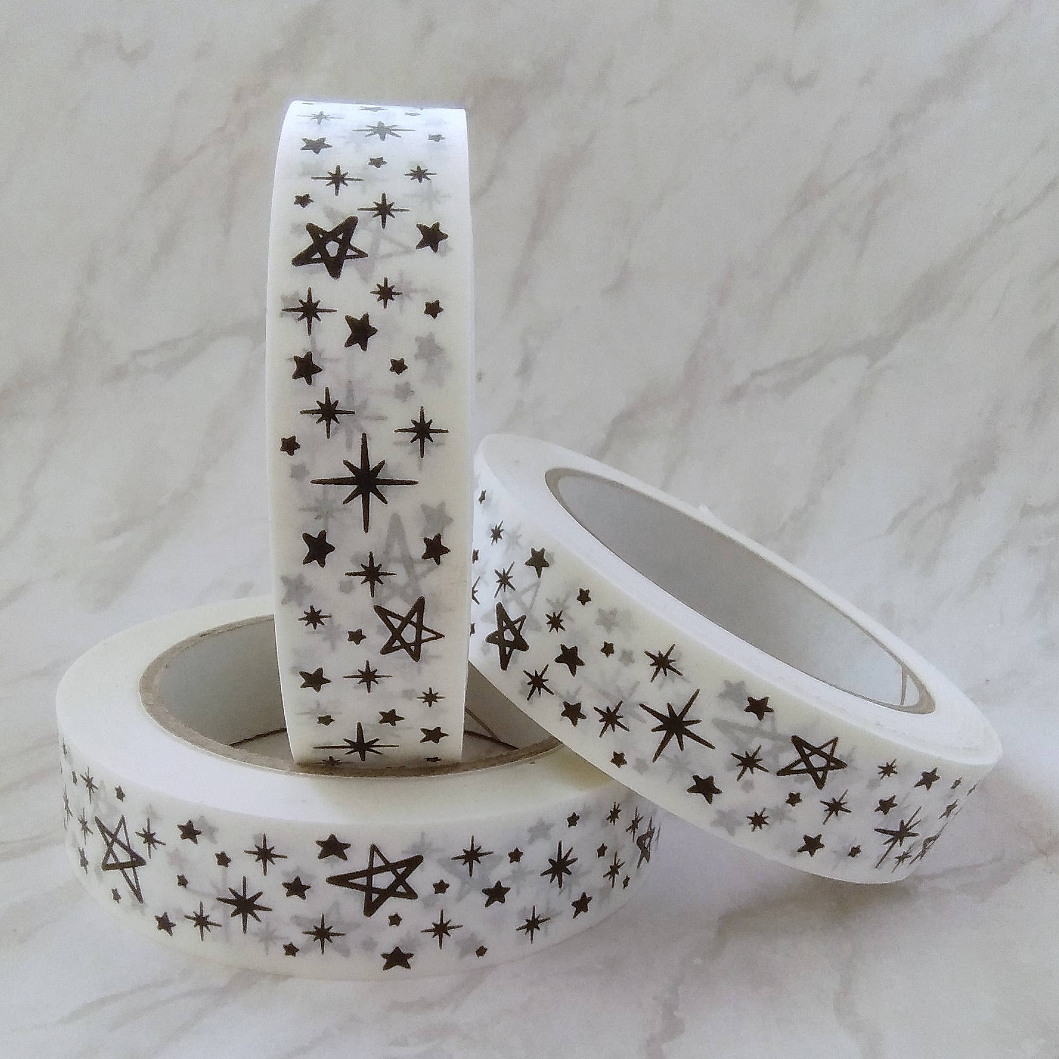 Cards and gift wrap – wholesale Tape – Stars on white paper tape1