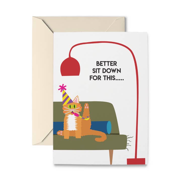 Couch Cat Birthday Greeting Card for wholesale by R. Nichols Stationery & Gifts