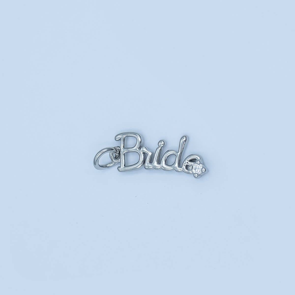 Aim Eternal – wholesale Individual charm/pendant – 24K Gold Filled "Bride" Cursive Script CZ Charm in Gold & Silver | N0912