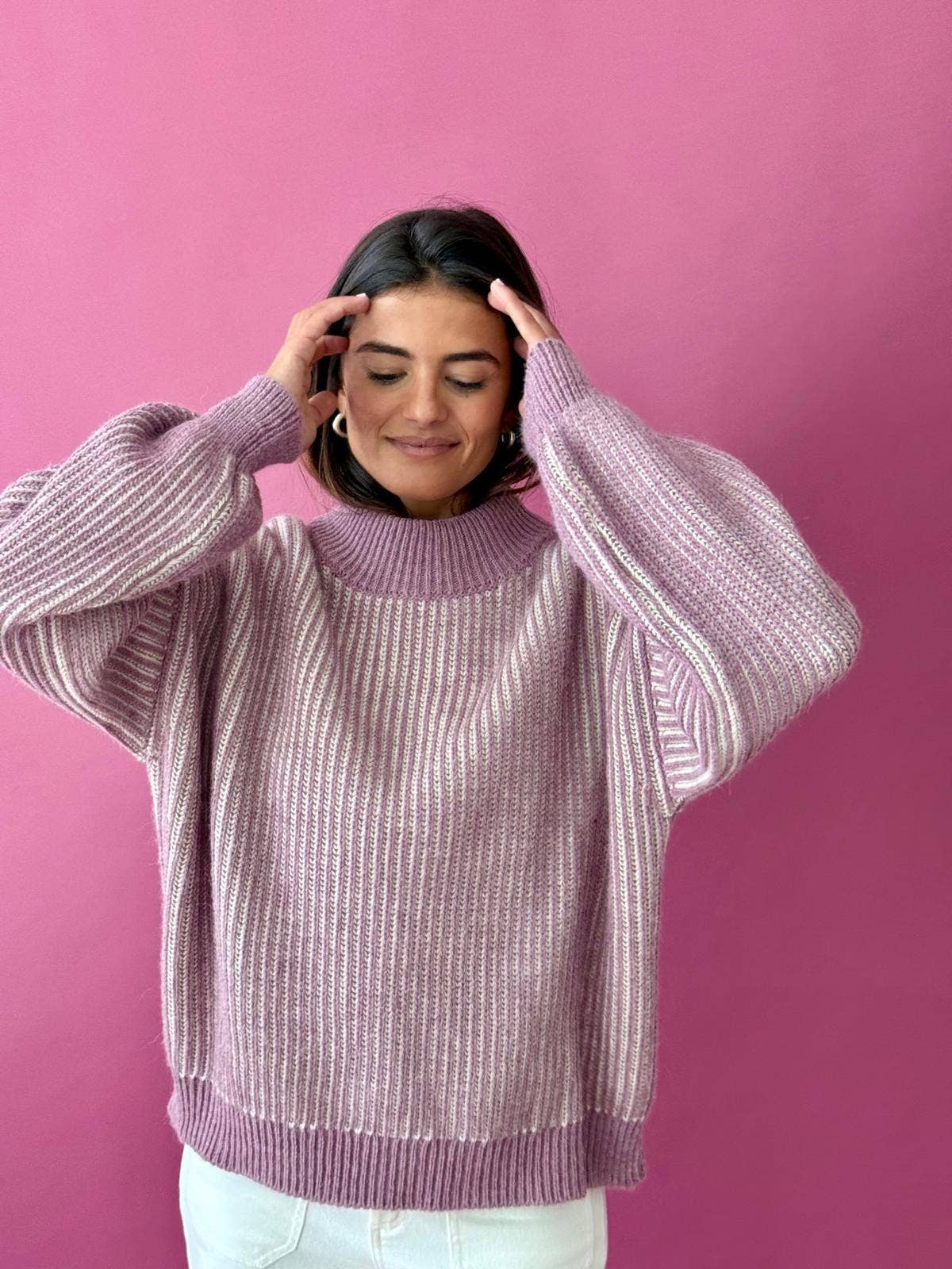 MindTraveler - Wholesale Knit Sweater - Women's - Emma Jersey Mauve and Beige1