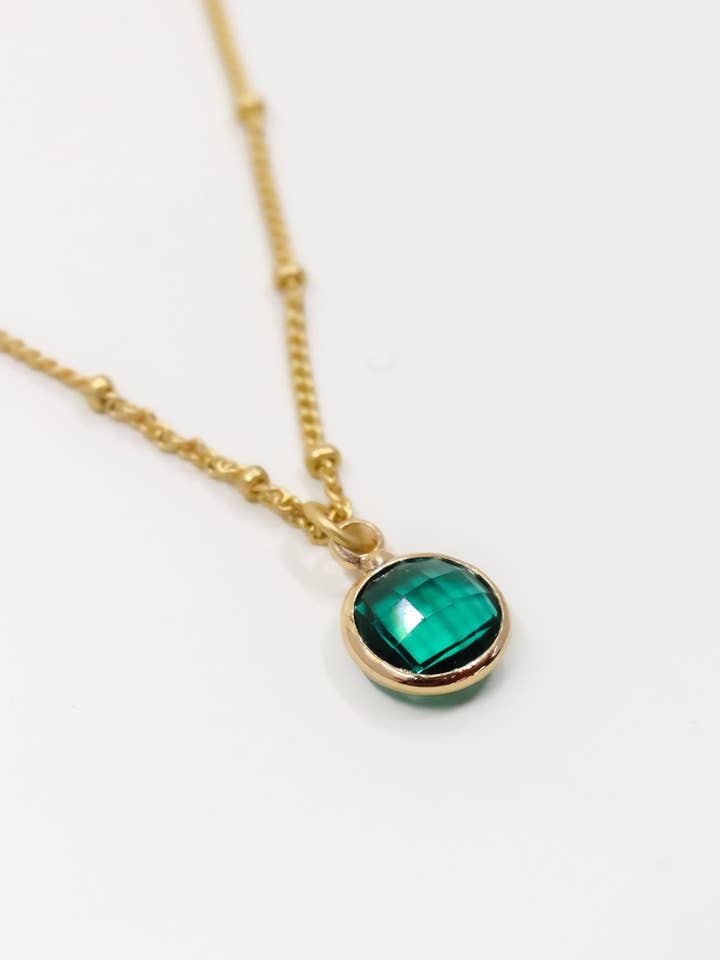 Round Faceted Sea Green Glass Pendant for wholesale by Moxie Collective (formerly Atonement Design)