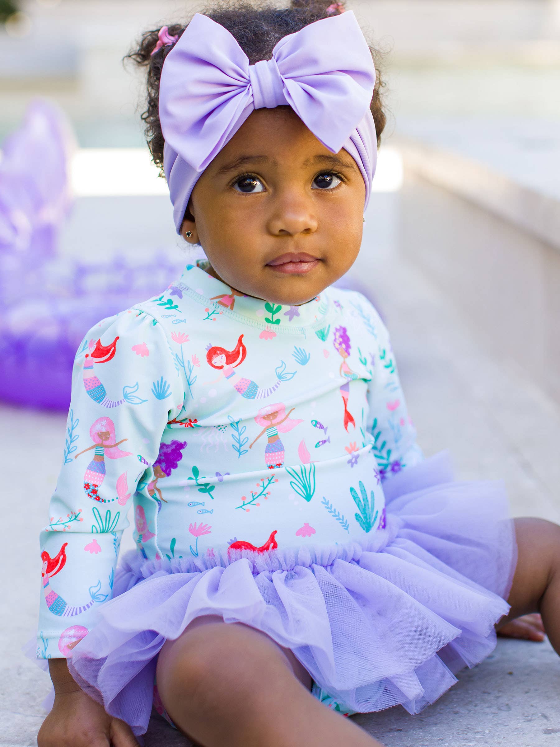 Viola Costume da bagno intero con protezione solare e gonna in tulle per bambine, principessa sirena. in vendita all'ingrosso su Faire12