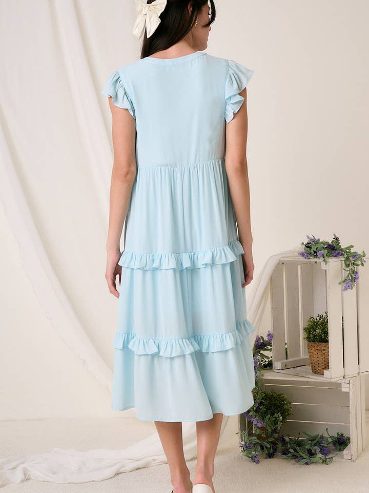 mittoshop – Engroshandel Kjole - Dame – H43020 - MIDIKJOLE MED FLÆSEDETALJER I V-HALS6