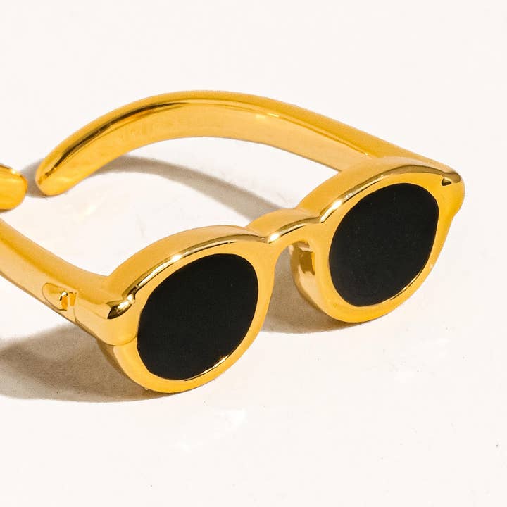 Black Dean 18K Gold Sunglasses Adjustable Ring for wholesale on Faire2