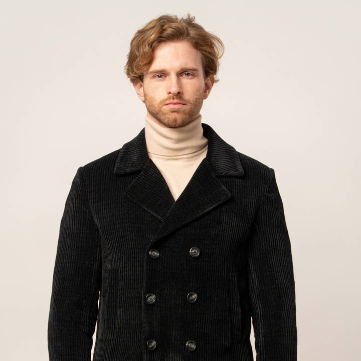 PEA COAT Double-breasted coat (BLACK) for wholesale by KARL MOMMOO & ADM REVOLUTION