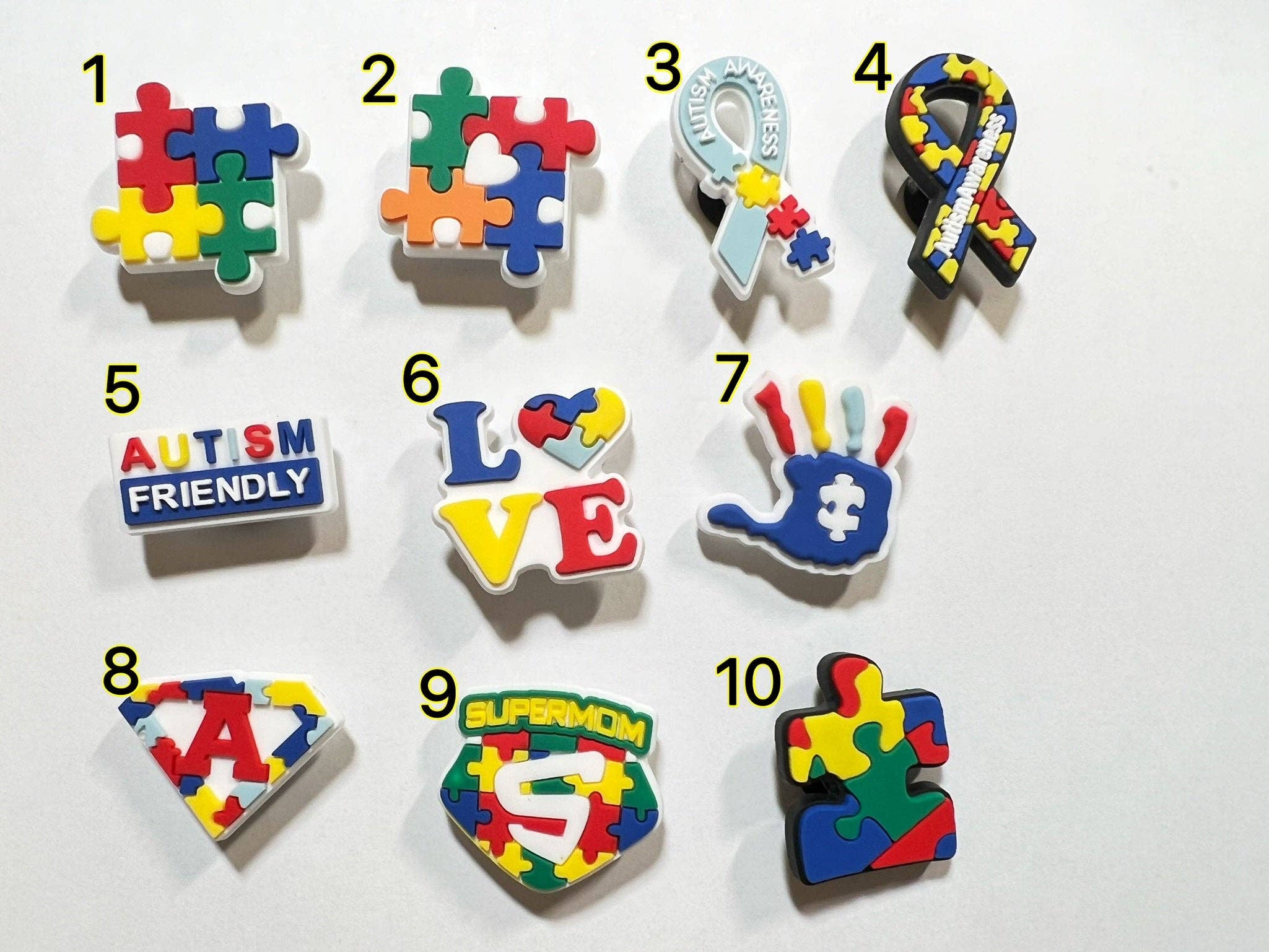 JuliesDecal - Wholesale Shoe Accessories - Pick your own AUTISM friendly supermom shoe charms7