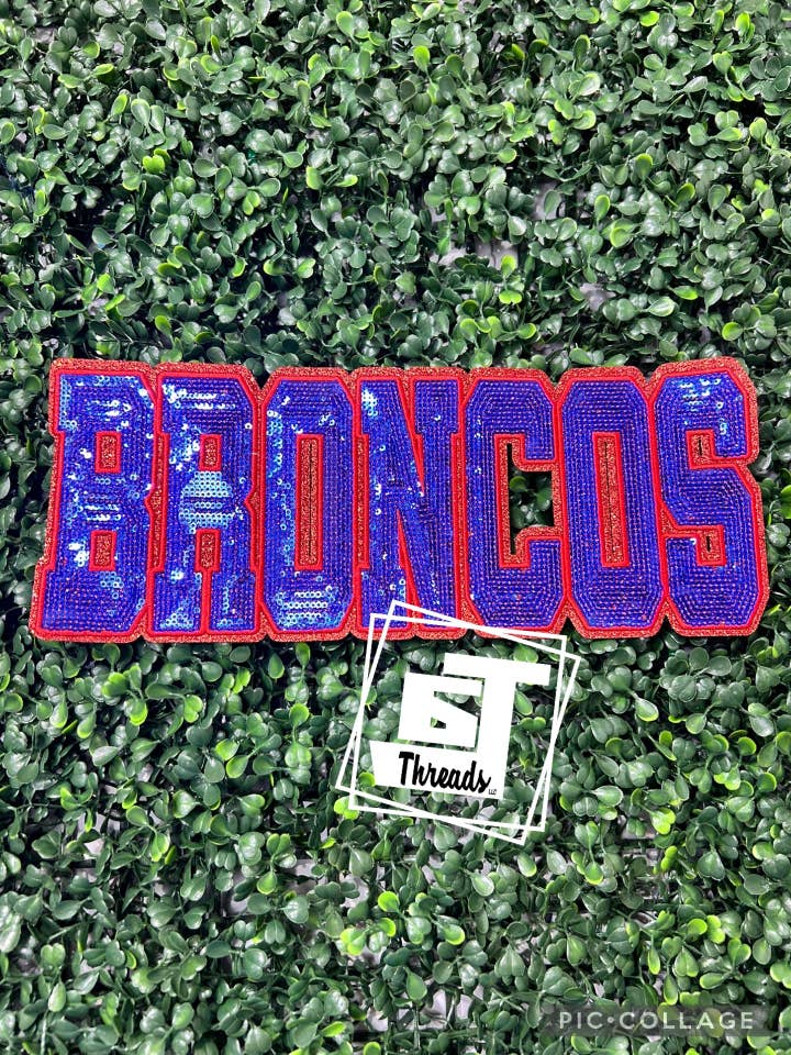 Red and Blue Block Broncos....Patches Only for wholesale by 6j Threads LLC