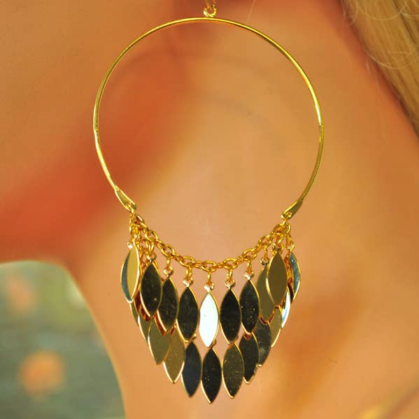 LFE48374 - Hoop Multi Leaf Earring for wholesale by Western Fashion