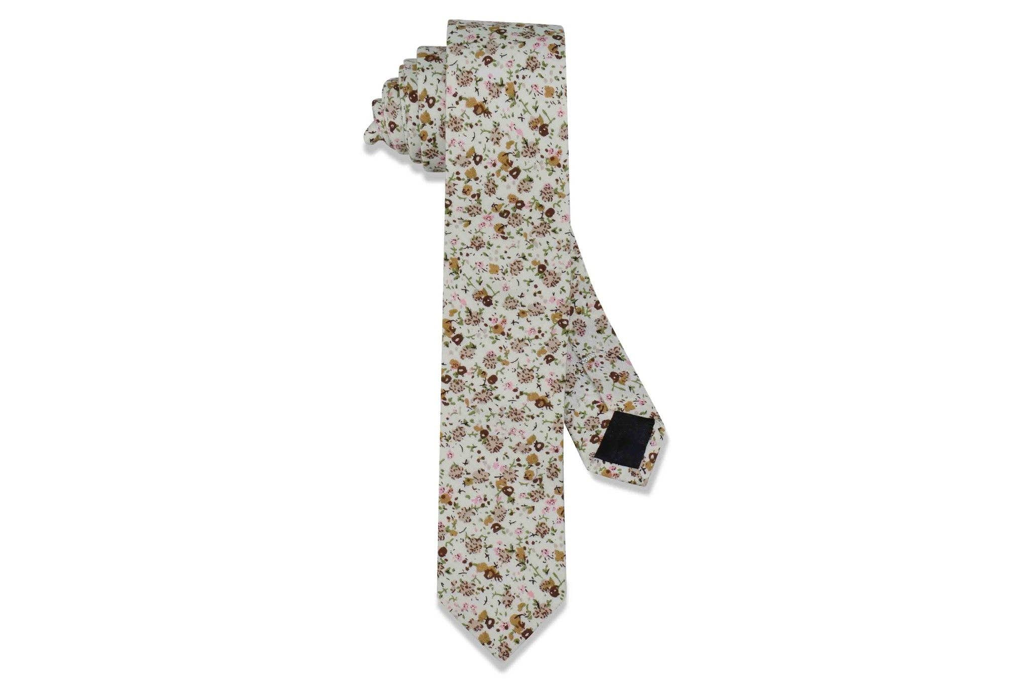 Aristocrats Bows N Ties – Gravata - Homem por atacado – Gravata Skinny de Algodão Floral Marrom Duplo0