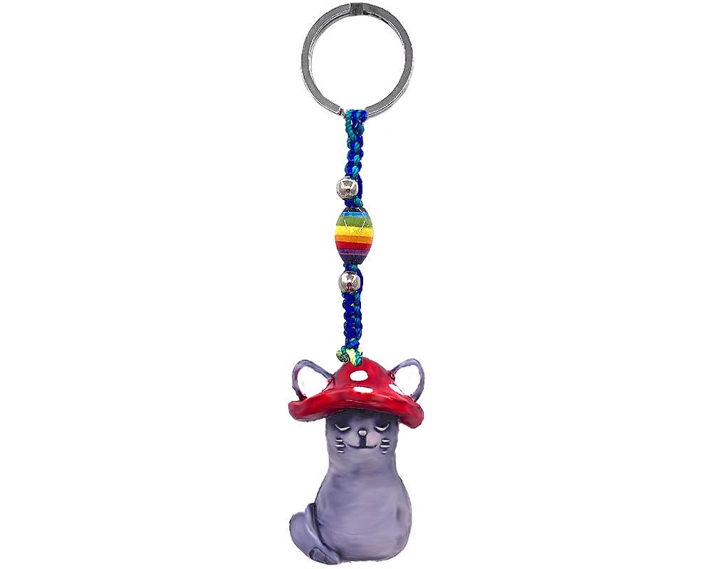 Pichincha - Wholesale Keychain - Women's - Shroom Cap Cat Psychedelic Durepox Resin Figurine Keychain2