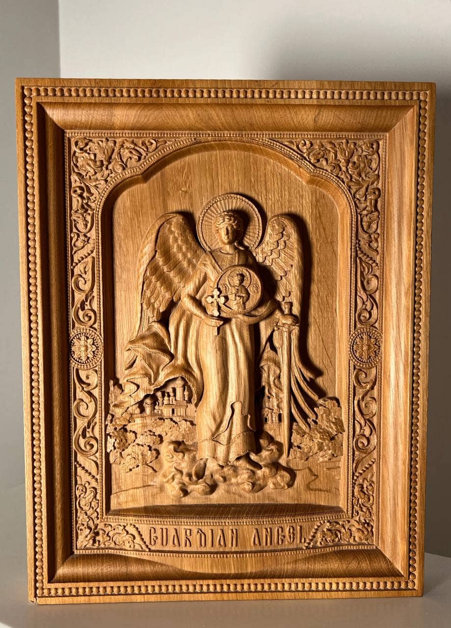 KozakWorkshop – wholesale Wall Accent – Guardian Angel wooden wall handmade decor christian art9