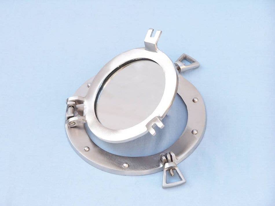 Buy Brushed Nickel Deluxe Class Decorative Ship Porthole Clock 8in