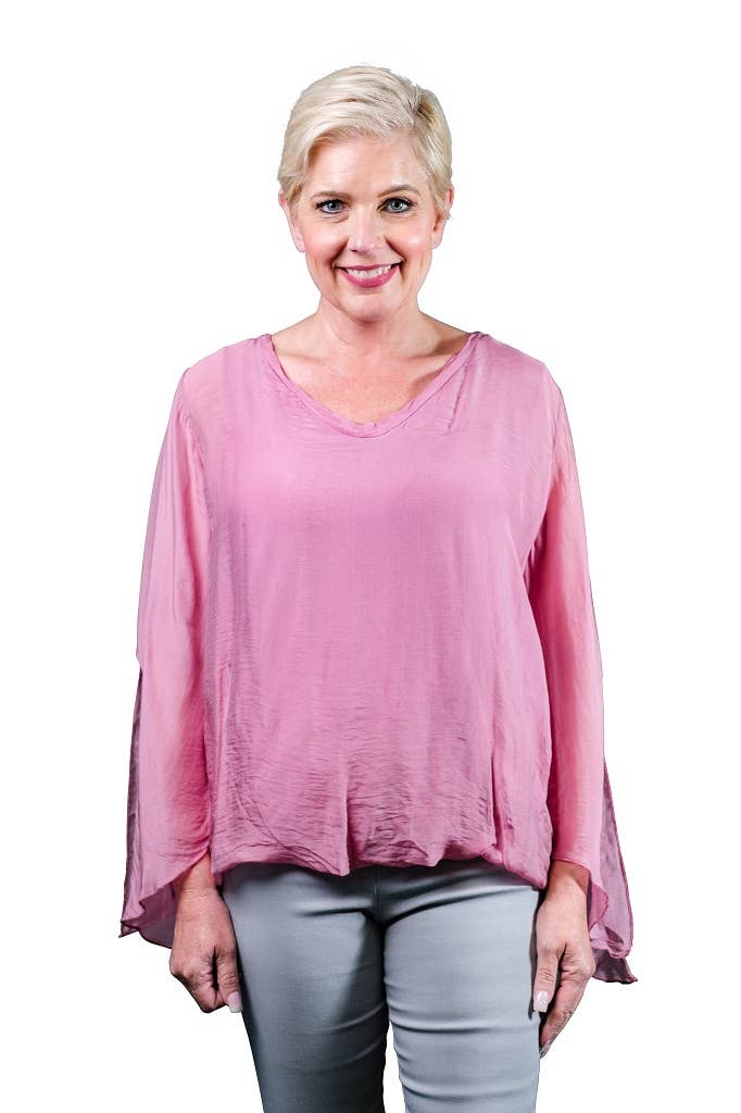 TINA Stephens Italy/Tees By Tina - Wholesale Blouse - Women's - Tiffany Silk Butterfly Bottom Open Wrist (BLS218)30